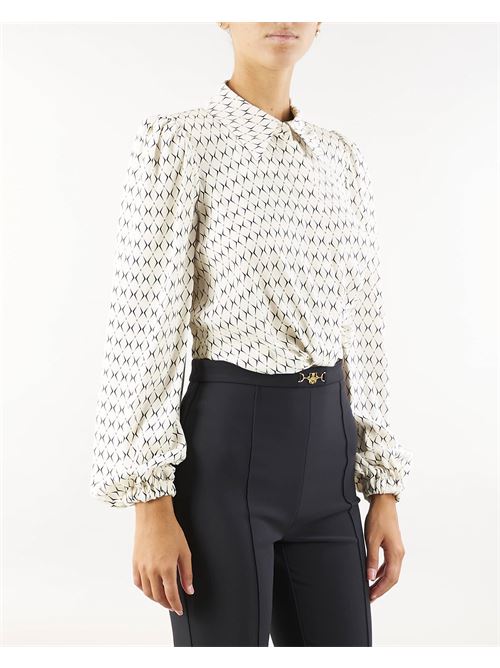 Camicia cropped in georgette stampa rombo con foulard Elisabetta Franchi ELISABETTA FRANCHI | Camicia | CA08746E2E84